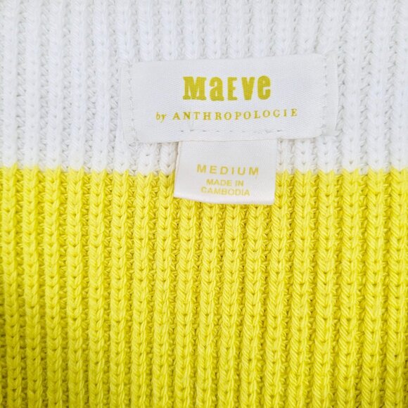 Anthropologie ๐ Oversized Stripe V-Neck Sweater Vest in Chartreuse By Maeve - Picture 10 of 13